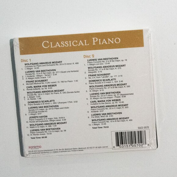Classical Piano 2 CD Set Golden Classics With Schubert Mozart & Beethoven - Picture 2 of 2